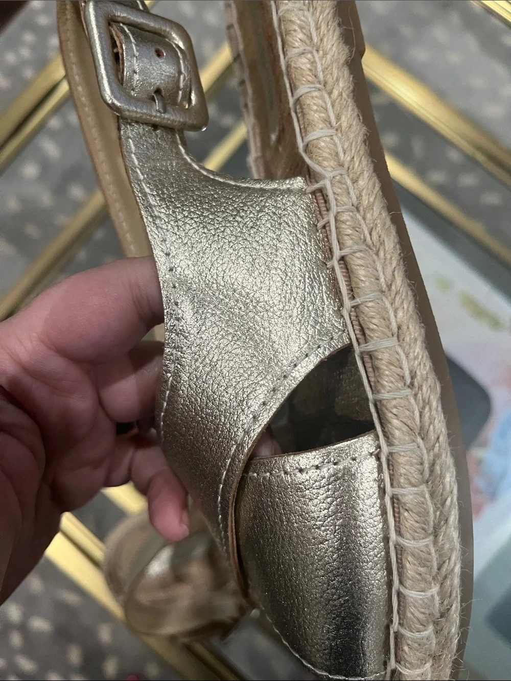 Pour La Victoire Metallic Gold Women's Slingback Espadrille Sandals